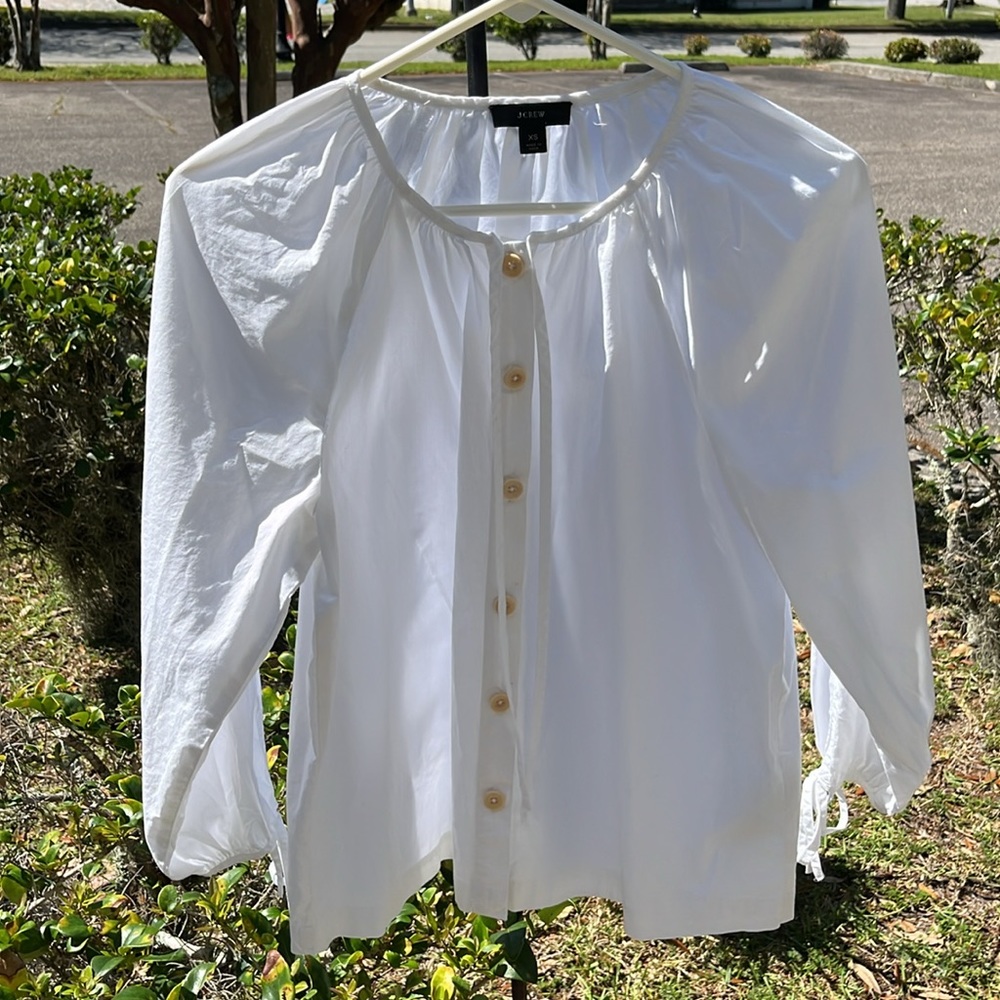 J. Crew Button Down Loose Fitting Top Size XS White NWOT